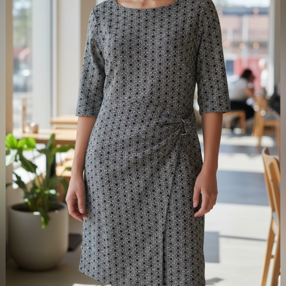 Dana Buchman women’s XL s/s dress geometric pattern knee-length